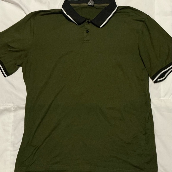 Other - Men's Green Polo Shirt with Black Collar